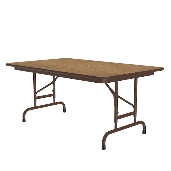 CFA Adjustable Melamine Folding Tables 30x48 Medium Oak